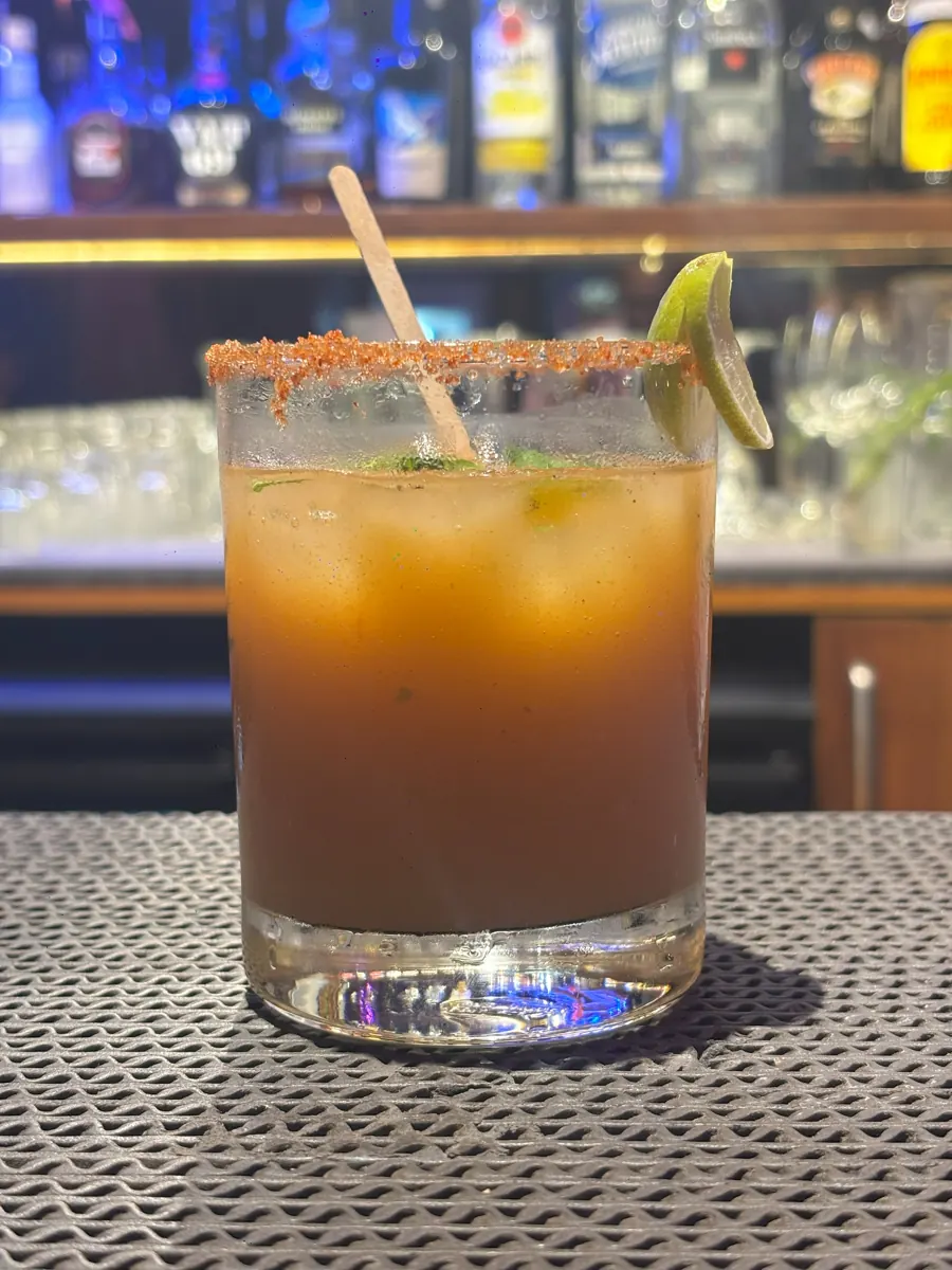 A crafted drink at Pink Cafe
