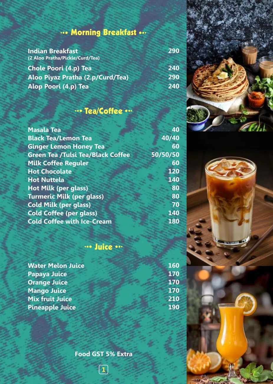 Pink Cafe food and beverage menu page 2