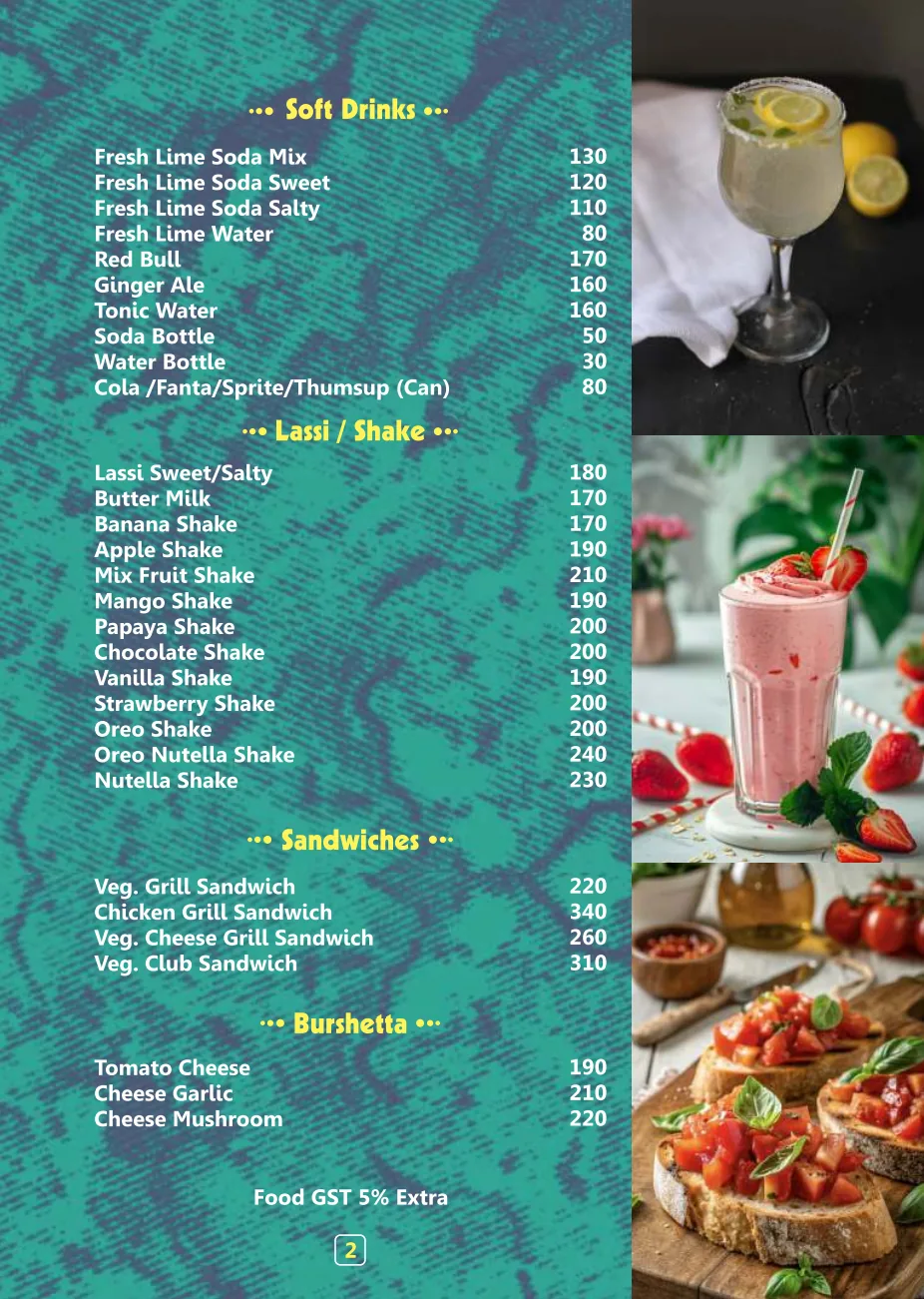 Pink Cafe food and beverage menu page 3