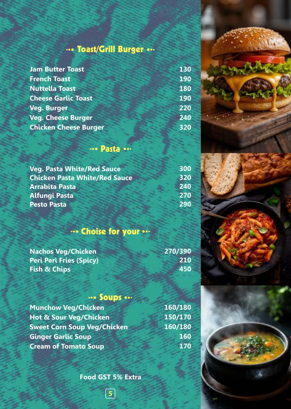 Pink Cafe food and beverage menu page 6