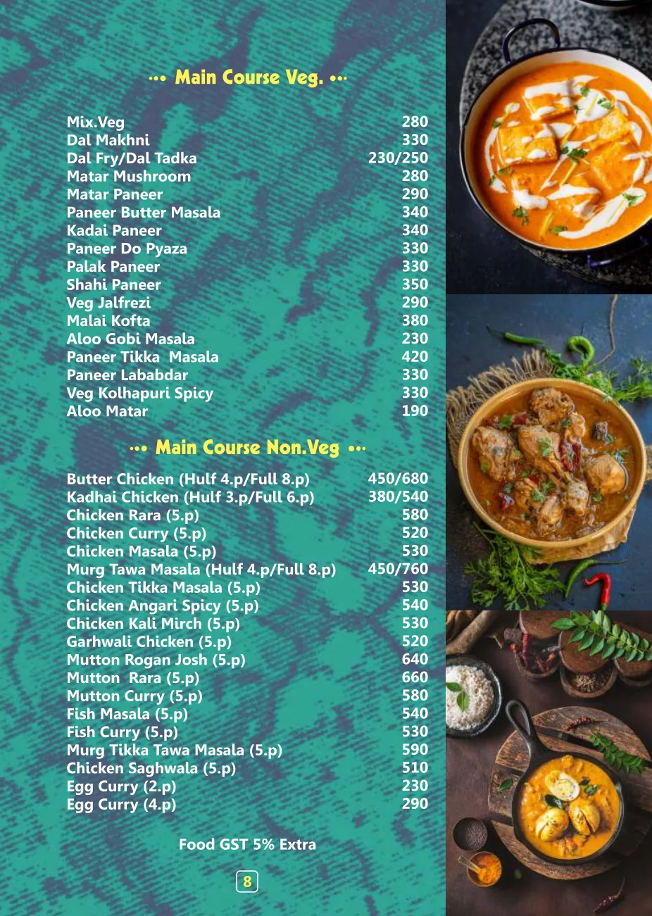 Pink Cafe food and beverage menu page 9