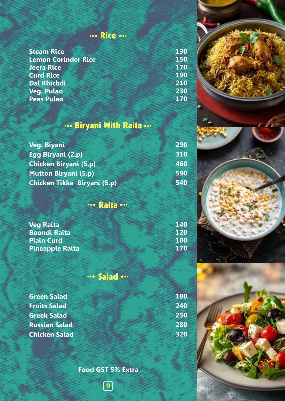 Pink Cafe food and beverage menu page 10