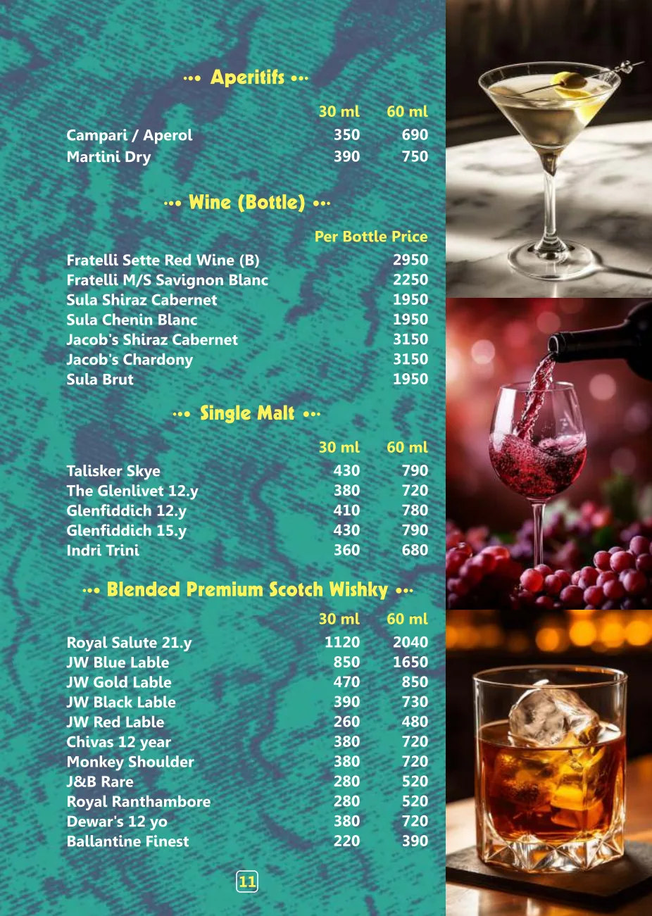 Pink Cafe food and beverage menu page 12