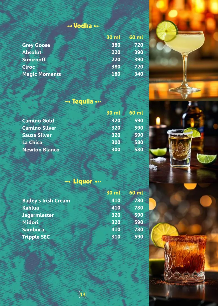 Pink Cafe food and beverage menu page 14