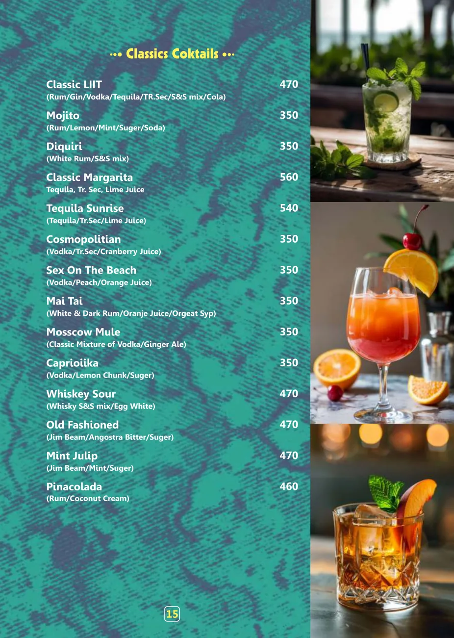 Pink Cafe food and beverage menu page 16